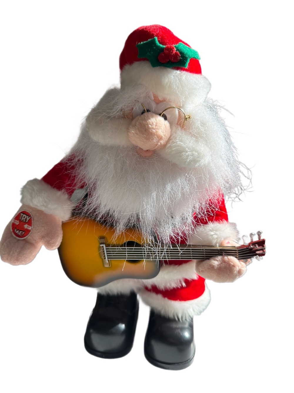 13” Santa guitar Xmas holiday decor musical vintage Works!
